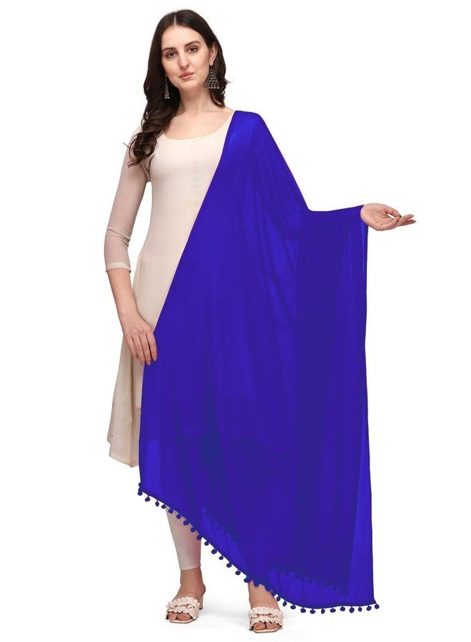 Chandrakala Women's Indian Royal Blue Solid Chiffon Dupatta Neck Wrap Long Stole Scarf Chunni,Free Size (D274ROY) - Image 1